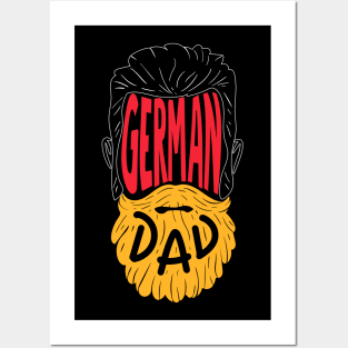Bearded German Dad - Beard Tattoo Gift Posters and Art